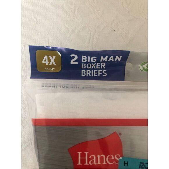 Brand New Hanes Tagless No Ride Up 2-Pack Big Boxer Brief Underwear White 4X - Picture 5 of 5